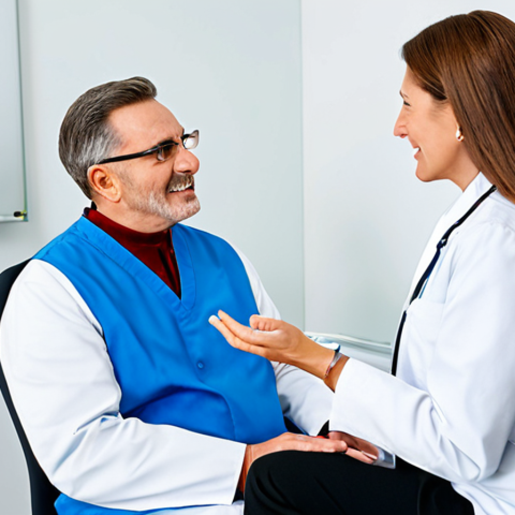 A professional audiologist, fully clothed in a clean medical coat, sits across from a mid-aged woman in modest business attire. They are in a bright, modern audiology clinic with a soft, inviting atmosphere. The woman looks engaged and hopeful, listening to the audiologist who is explaining diagnostic results on a professional-looking screen in the background. The scene emphasizes clear communication and professional care. Perfect anatomy, correct proportions, natural pose, well-formed hands, proper finger count, natural body proportions, professional photography, high quality, studio lighting, clean background, safe for work, appropriate content, fully clothed, professional.