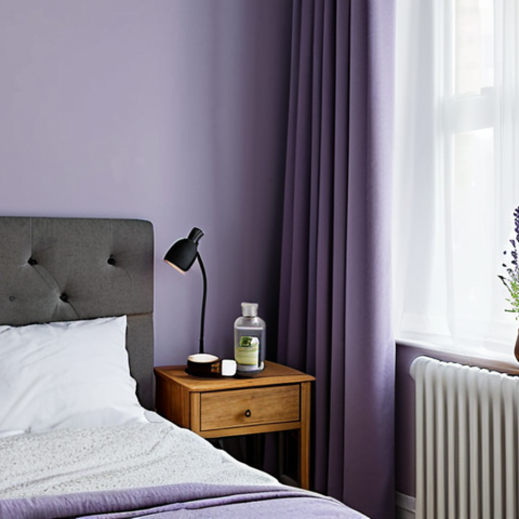 Serene Bedroom for Restful Sleep**

"A cozy and inviting bedroom with soft lighting, blackout curtains, and a comfortable bed. A diffuser with lavender essential oil is on a bedside table next to a book and chamomile tea. Fully clothed, safe for work, appropriate content, modest, family-friendly, perfect anatomy, natural proportions, professional photography, high quality."

**