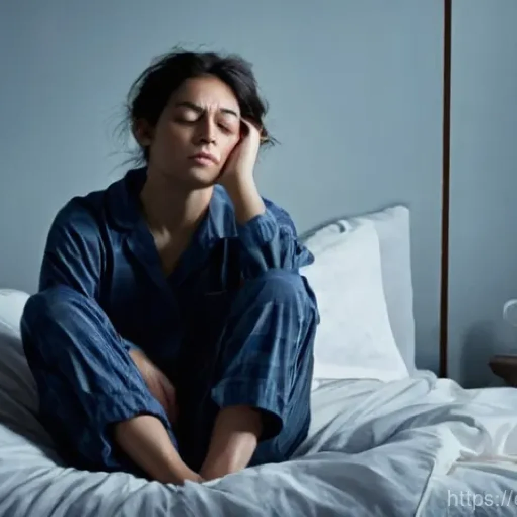 코골이 진단을 위한 수면다원검사 - **Prompt 1: The Weight of Restless Nights**
"A person in their 40s, looking deeply exhausted and...